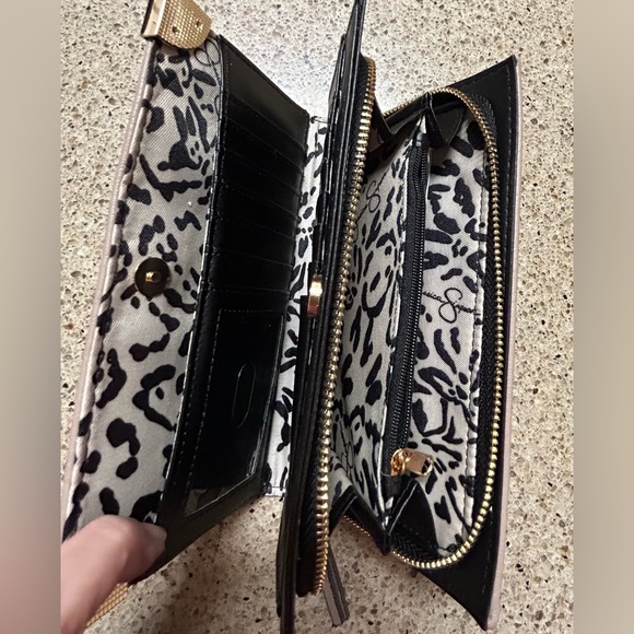 Jessica Simpson wallet, blush pink faux pebble leather . Animal print inside. - Picture 6 of 11